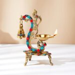 peacock design brass diya for pooja room