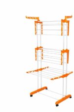 3 layer clothes drying stand with wheels