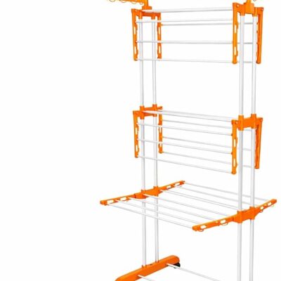 3 layer clothes drying stand with wheels